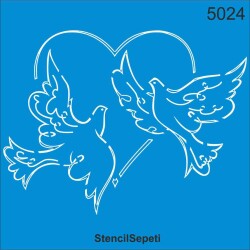 Kalp ve Güvercinler - StencilSepeti