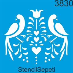 Kalp Ve Kuşlar - StencilSepeti