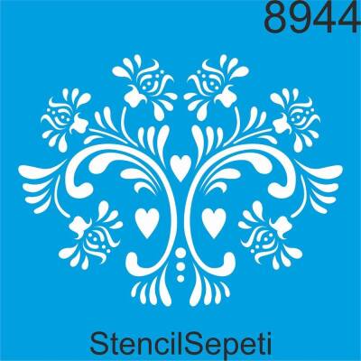 Kalpli Çiçek Deseni - Stencil Şablon - 1