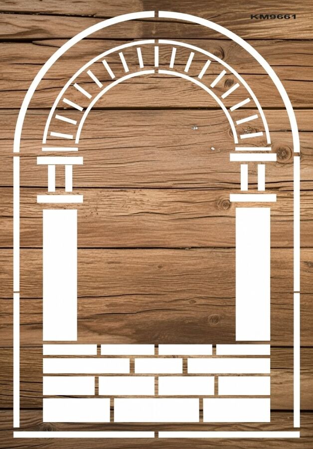 Antik Sütünlu Kapı - Stencil Boyama Şablonu - 2