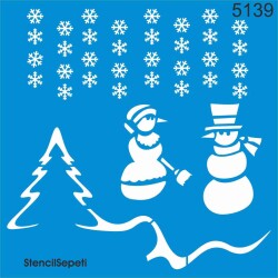 Kar Kış Çam Ağacı - StencilSepeti