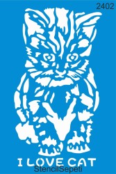 Kedi Deseni - Stencil Boyama Şablonu - StencilSepeti