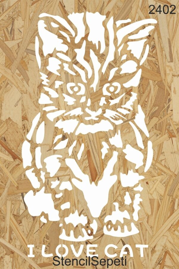 Kedi Deseni - Stencil Boyama Şablonu - 2