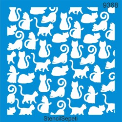 Kedili Duvar Deseni - Stencil Boyama Şablonu - StencilSepeti