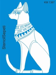 Kedili Mısır Deseni - StencilSepeti