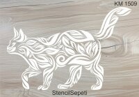 Kedili Zen Deseni - Stencil Boyama Şablonu - 3