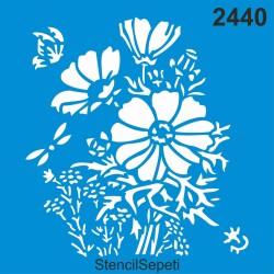 Kelebek Ve Çiçekler - Stencil Boyama Şablonu - StencilSepeti