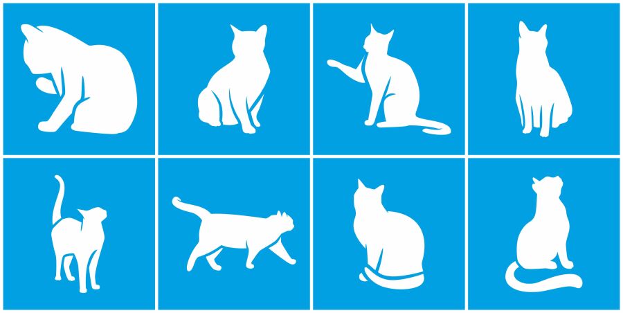 Kedi Şablon Seti 3 (8 Parça - 10x10cm) - 1
