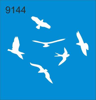 Kuşlar Desen - Stencil Boyama Şablonu - 1