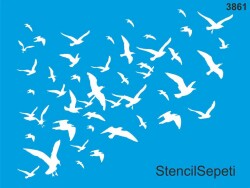 Kuşlar Deseni - Stencil Boyama Şablonu - StencilSepeti