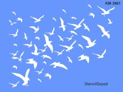 Kuşlar Deseni - Stencil Boyama Şablonu - StencilSepeti