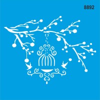 Kuşlar Ve Kafes - Stencil Boyama Şablonu - StencilSepeti