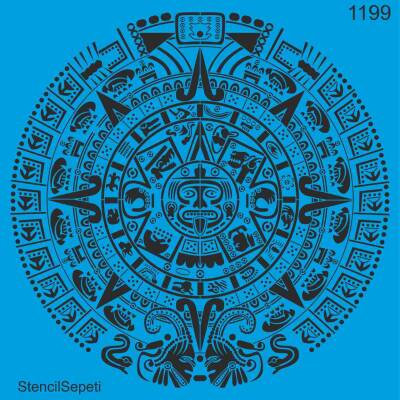 Maya Takvimi - Stencil Deseni Şablon - 2