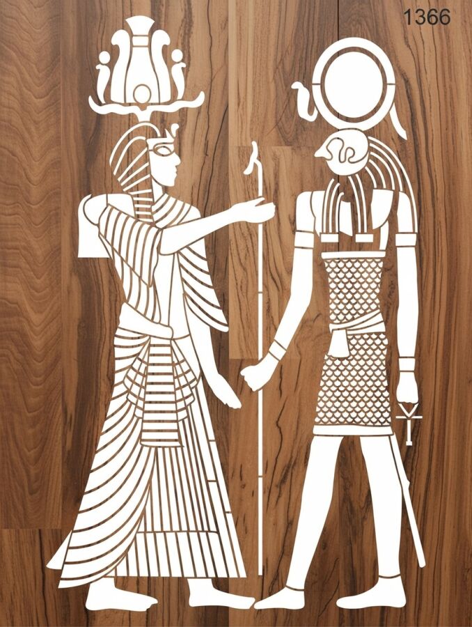 Mısır Duvar Deseni - Stencil Boyama Şablonu - 2