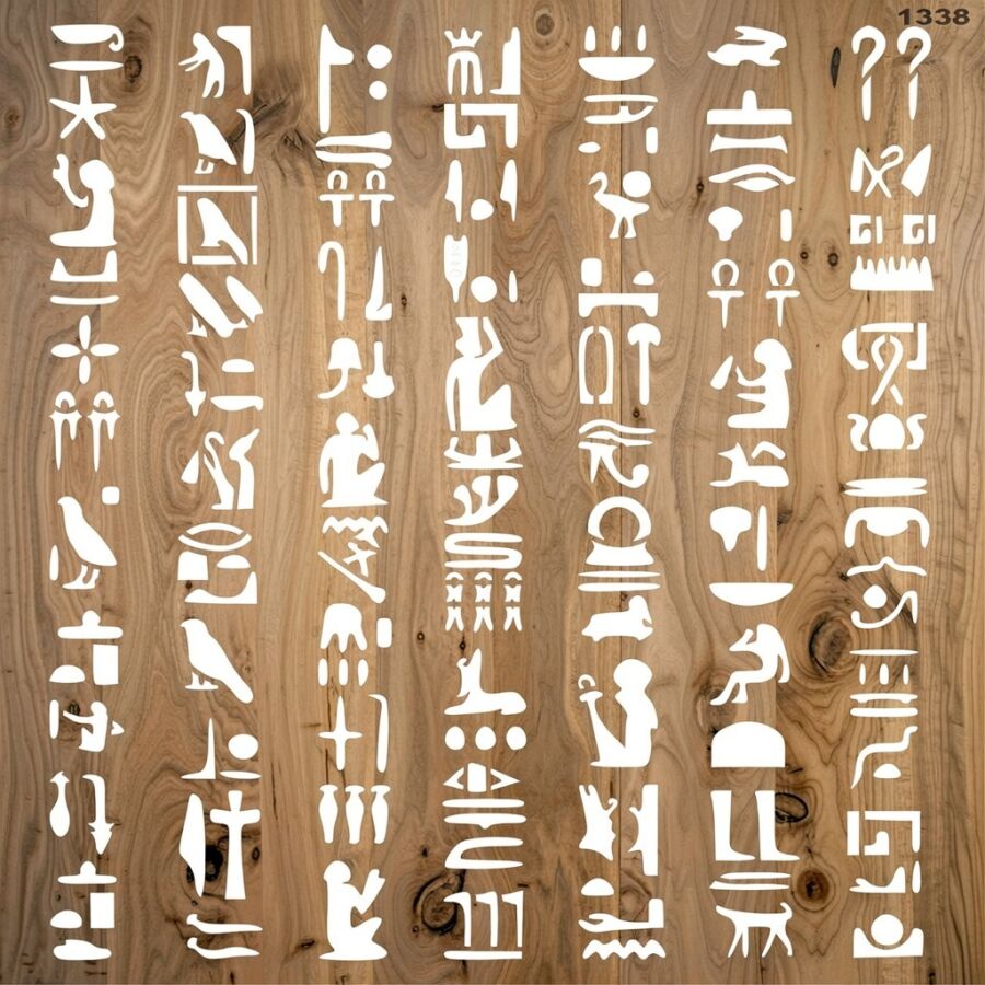 Mısır Duvar Yazsı Deseni - Stencil Şablon - 2