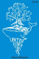 Mistik Balina Deseni - Stencil Boyama Şablonu - StencilSepeti