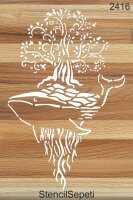 Mistik Balina Deseni - Stencil Boyama Şablonu - 2