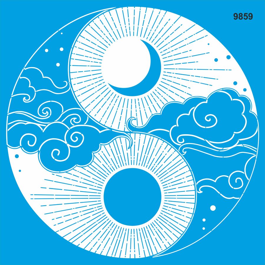Modern Yin Yang - Stencil Boyama Şablonu - 1
