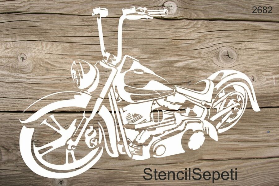 Motorsiklet Deseni - Stencil Boyama Şablonu - 3