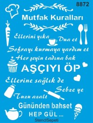 Mutfak Kuralları - Stencil Boyama Şablonu - StencilSepeti