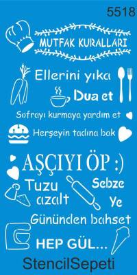 Mutfak Kuralları - Stencil - Boyama Şablonu - 1