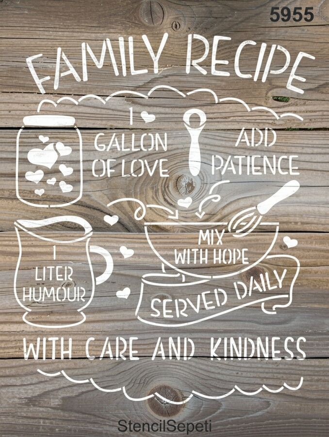 Mutlu Aile Tarifi - Stencil Boyama Şablonu - 2