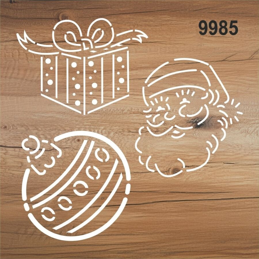 Noel Baba Ve Yılbaşı Süsü - Stencil Boyama Şablonu - 2