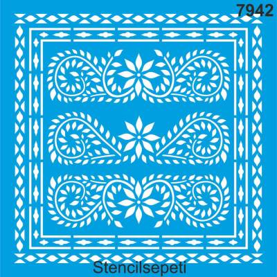 Otantik Duvar Deseni - Stencil Desen Şablonu - 1