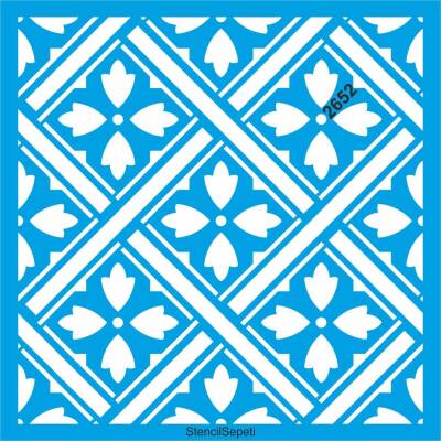 Otantik Fayans Deseni - Stencil Boyama Şablonu - 1