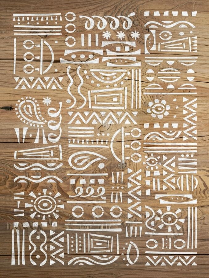 Otantik Kilim Deseni - Stencil Boyama Şablonu - 2