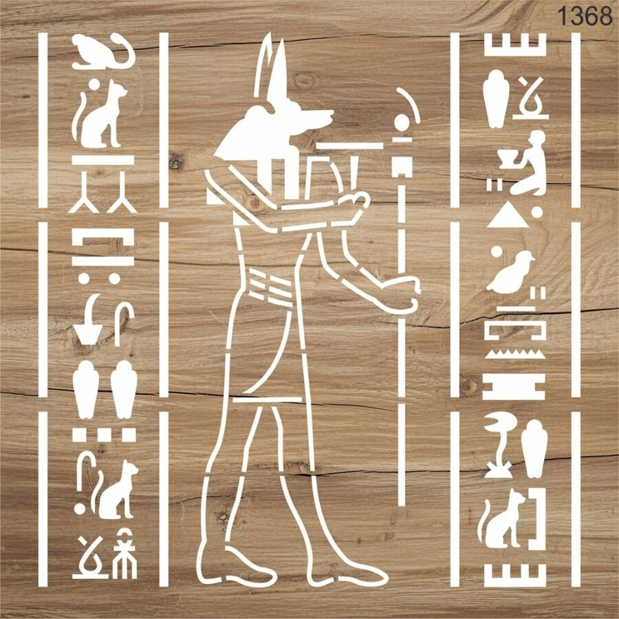 Otantik Mısır Deseni - Stencil Boyama Şablonu - 3