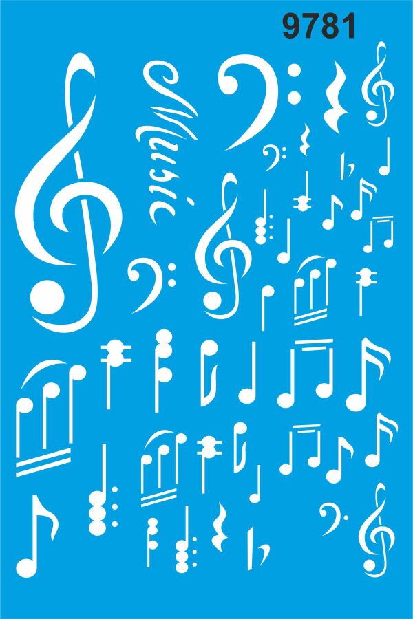 Uçuşan Notalar - Stencil Boyama Şablonu - 1