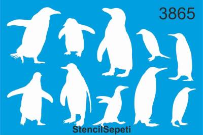 Penguenler - Stencil Desen Şablonu - 1