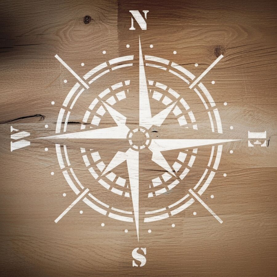 Pusula Deseni - Stencil Boyama Şablonu - 2