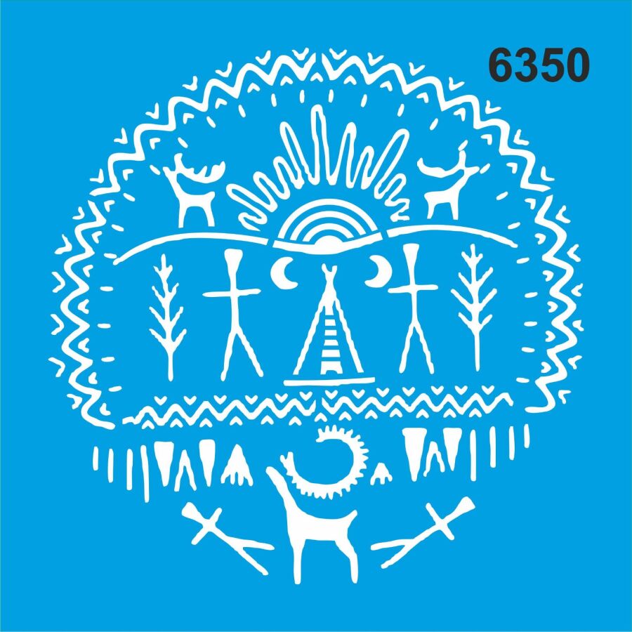 Şaman Davulu Stencil Boyama Şablonu - 1