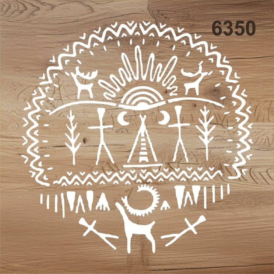 Şaman Davulu Stencil Boyama Şablonu - 2