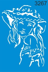Şapkalı Kadın - Karma Stencil Boyama Şablonu - StencilSepeti