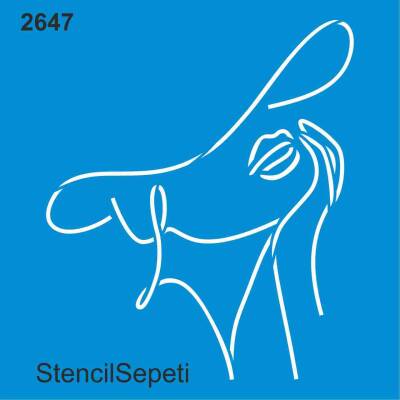 Şapkalı Kadın - Stencil Boyama Şablonu - 1