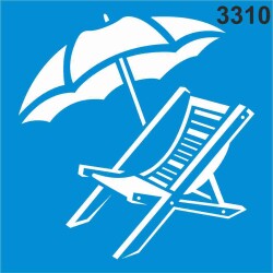 Şemsiye Şezlong Deseni - Stencil Boyama Şablonu - StencilSepeti