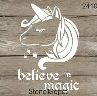 Sihirli Tek Boynuz Deseni - Stencil Boyama Şablonu - 2