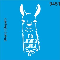 Tasasız Llama- No Drama Llama - Stencil Boyama Şablonu - StencilSepeti