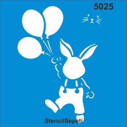 Tavşan ve Balonlar - StencilSepeti