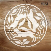 Tavşanlar Çiçekler Deseni Stencil Boyama Şablonu - 2