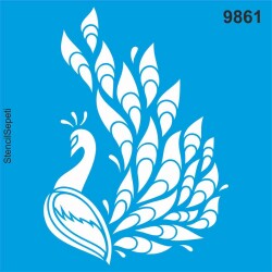 Tavus Kuşu - Stencil Desen Şablonu - StencilSepeti