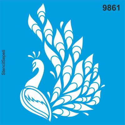 Tavus Kuşu - Stencil Desen Şablonu - 1