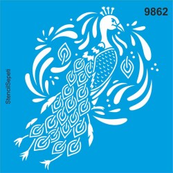 Tavus Kuşu - Stencil Desen Şablonu - StencilSepeti