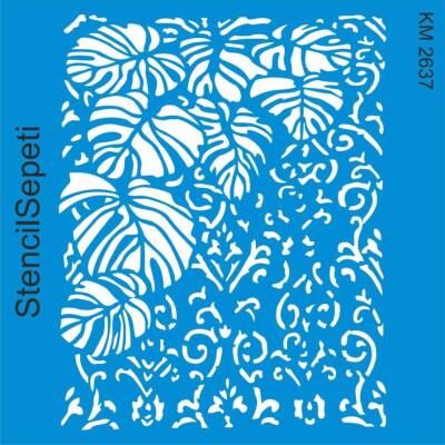 Tropikal Duvar Deseni - Stencil Boyama Şablonu - 1