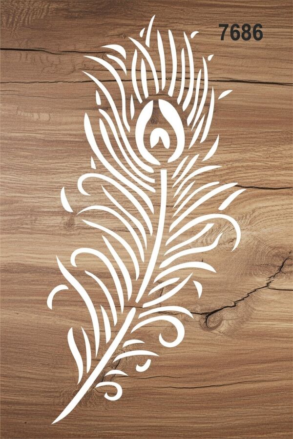 Tüy Deseni - Stencil Boyama Şablonu - 2