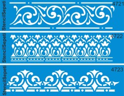 Üçlü Kenar Deseni Seti 20 - Stencil Boyama Şablonu - StencilSepeti