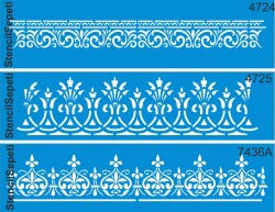 Üçlü Kenar Deseni Seti 21 - Stencil Boyama Şablonu - StencilSepeti